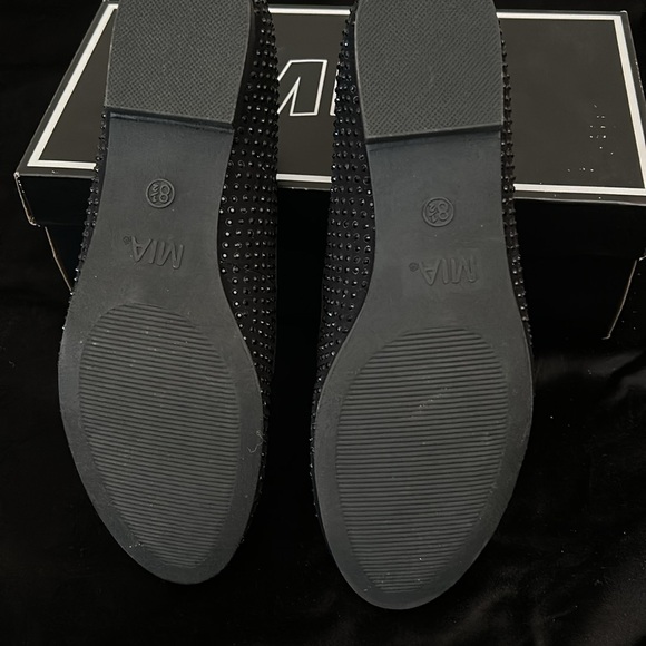 MIA Black Rhinestone Studded Flat Loafers Size 8.5 - Picture 5 of 7